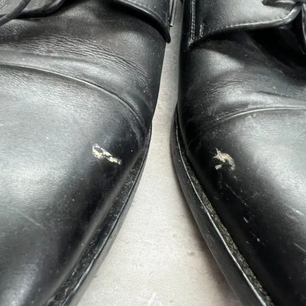 Ralph Lauren Lace-Up Almond Toe Black Leather Derby Dress Shoes Mens Size 10D